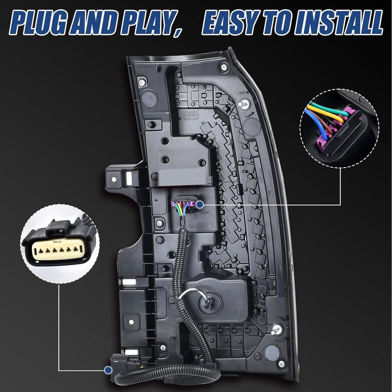 Goopool مجموعة أضواء الذيل متوافقة مع GMC يوكون/يوكون XL 2015 2016 2017 2018 2019 2020 الجانب الأيسر للسائق عدسات LED أضواء الذيل مجموعة إشارة الفرامل مع لمبة - Image 5